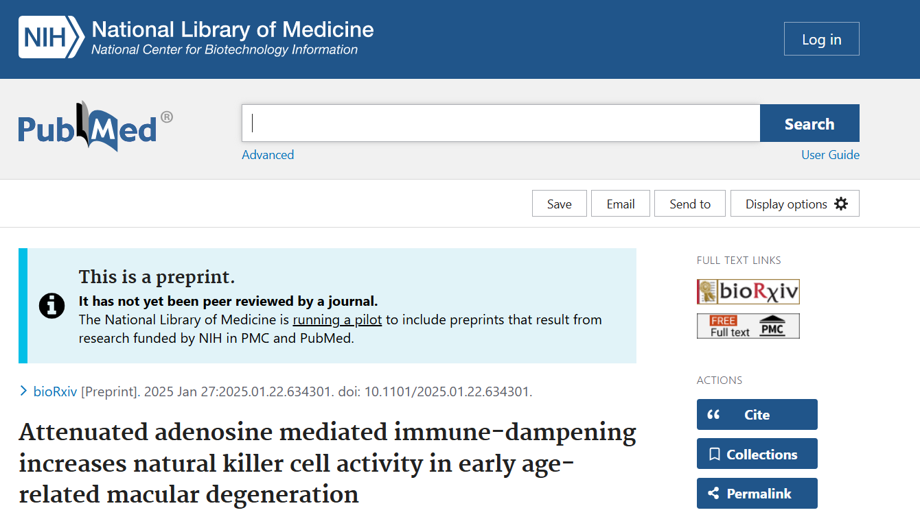 Attenuated adenosine mediated immune-dampening increases natural killer cell activity in early age-related macular degeneration