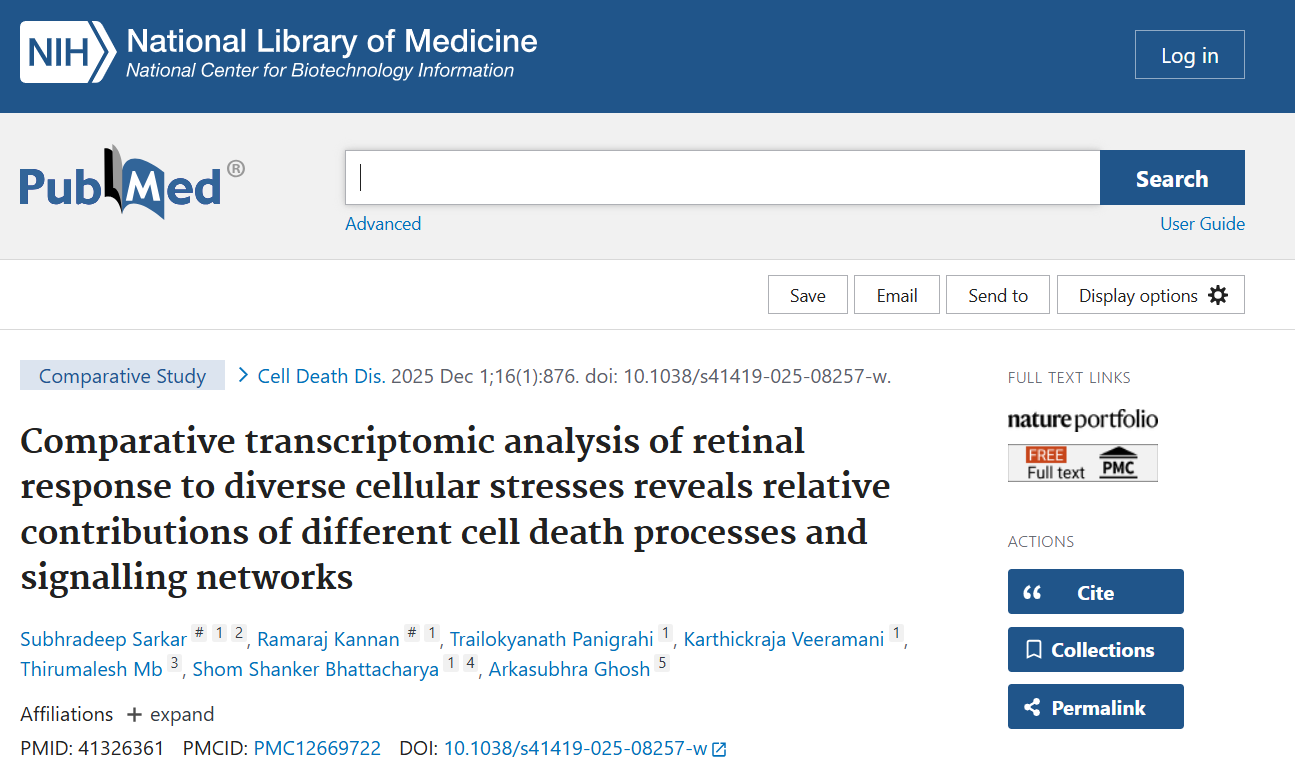 Comparative transcriptomic analysis of retinal response to diverse cellular stresses reveals relative contributions of different cell death processes and signalling networks