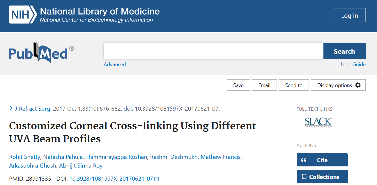Customized corneal crosslinking using different UVA beam profiles.
