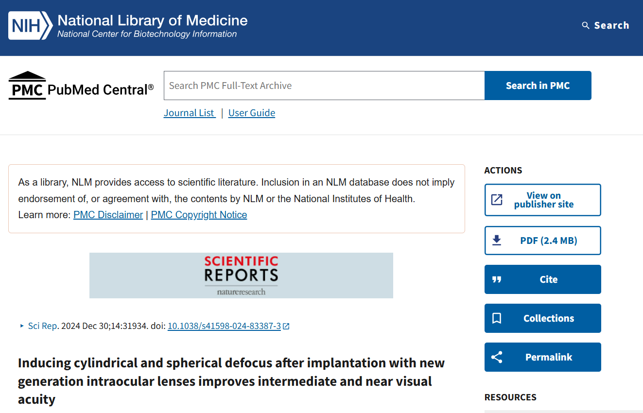 Inducing cylindrical and spherical defocus after implantation with new generation intraocular lenses improves intermediate and near visual acuity