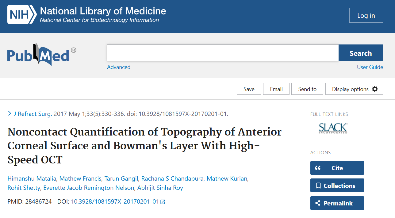 Non-contact quantification of topography of anterior corneal surface and Bowman's layer with high speed OCT