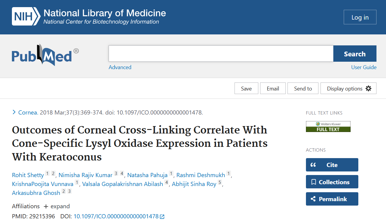 Outcomes of Corneal Cross-Linking Correlate with Cone-Specific Lysyl Oxidase Expression in Patients with Keratoconus.