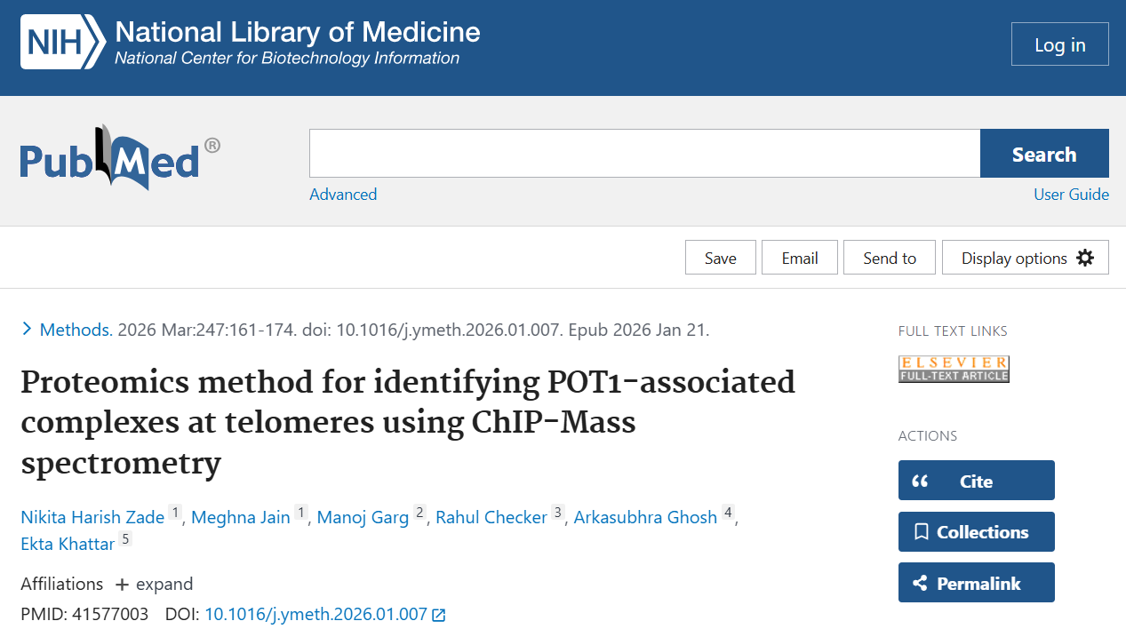 Proteomics method for identifying POT1-associated complexes at telomeres using ChIP-Mass spectrometry